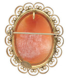 Gold Filled Genuine Natural Shell Cameo Brooch Pin Jewelry (#J7533)