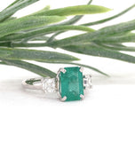 Platinum 3-Stone Ring 1.86 Carat Genuine Emerald w/ Diamonds GIA Report (#J7418)