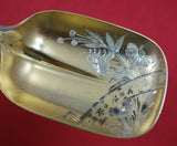 Wood and Hughes Sterling Silver Preserve Spoon GW BC Flowers Swirled 7 1/2"