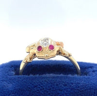 14k Yellow Gold Diamond Frog Ring Size 6.75 Jewelry - Leg Moves! (#J6096)