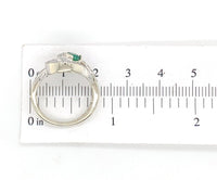 14k White Gold .32ct Genuine Natural Emerald and Diamond Ring Size 6.5 (#J7165)