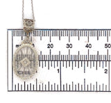 14k Gold Filigree Genuine Natural Rock Crystal Diamond Pendant w/ Chain (#J6499)