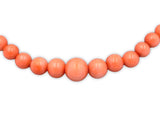 Genuine Natural Coral Bead Necklace w/14k Gold Clasp Grad. Beads 18.75" (#J7576)