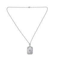 14k Gold Filigree Genuine Natural Rock Crystal Diamond Pendant Orig Chain #J6198