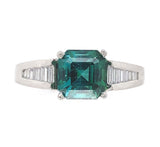 Platinum 2.30 Carat Green Genuine Natural Tourmaline and Diamond Ring (#J6510)