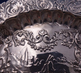 Dutch Sterling Silver Candy Dish w/ Harbor Scene Boats Windmill Ball Feet #6883
