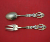 Christmas by A. Michelsen Sterling Silver Fork and Spoon Set 2pc 1911 Vermeil