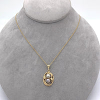 14k Yellow Gold Cultured Pearl Pendant with Chain Contemporary Jewelry (#J6225)