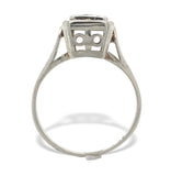 18k White Gold Art Deco Genuine Natural Diamond RIng Hand Engraved 5 (#J7290)