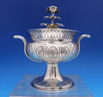 Austrian .813 Silver Sugar Bowl w/ 3-D Leaf and Flower 3 Level Finial (#8442)