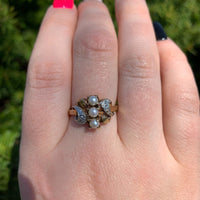 10k Yellow Gold Pearl Ring with White Gold Accents Size 8.25 Jewelry (#J6616)