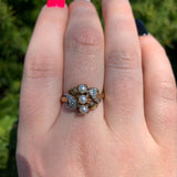 10k Yellow Gold Pearl Ring with White Gold Accents Size 8.25 Jewelry (#J6616)