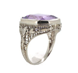 14k Gold Filigree Art Deco Large 7.90 Carat Genuine Natural Amethyst Ring #J7016