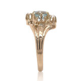 10k Rose Gold Victorian Genuine Natural Aquamarine Ring with Diamonds (#J6776)