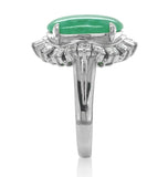 Platinum GIA A Jadeite Jade Ring with 1.36cttw in Diamonds Size 7 (#J6910)