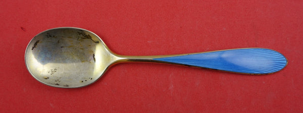Norwegian Sterling Ice Cream Spoon blue enamel by N.M. Thune-Oslow 5 1/2"