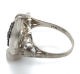 14k Gold Filigree Genuine Natural Rock Crystal Diamond Ring Size 7.75 (#J6207)