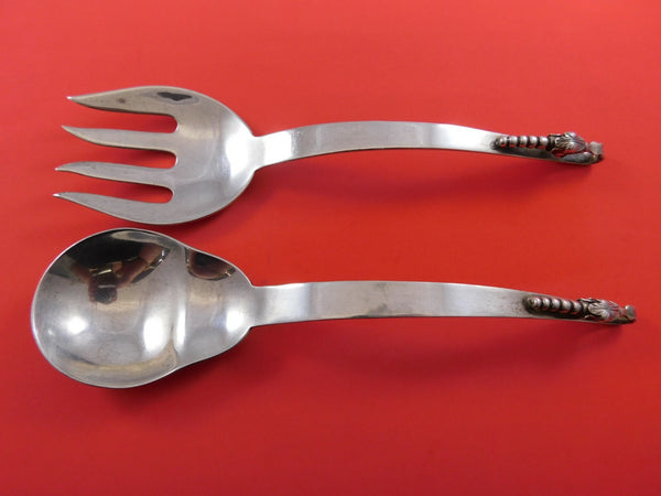 Blossom by Ramirez Mexican Sterling Silver Salad Serving Set 2-Piece 10 1/4"