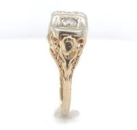 14k Yellow Gold Three Stone Genuine Natural Diamond FIligree Ring (#J6625)