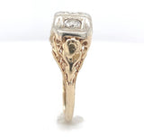 14k Yellow Gold Three Stone Genuine Natural Diamond FIligree Ring (#J6625)