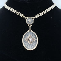 14k White Gold Genuine Natural Rock Crystal Quartz Necklace Cast Links (#J5936)