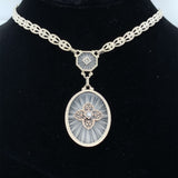 14k White Gold Genuine Natural Rock Crystal Quartz Necklace Cast Links (#J5936)