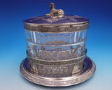 Victorian Silverplate & Cut Glass Biscuit Jar 3-D Sphinx Silber Fleming (#9218)