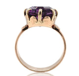 Victorian 9k Rose Gold Genuine Natural Amethyst Ring Size 7.75 Jewelry (#J6610)