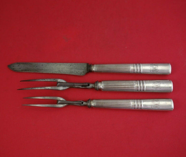 Tiffany and Co Sterling Silver Roast Carving Set 3pc Custom Pattern Circa 1880
