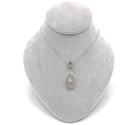 14k Gold Filigree Genuine Natural Rock Crystal Diamond Pendant w/ Chain (#J6499)