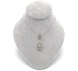 14k Gold Filigree Genuine Natural Rock Crystal Diamond Pendant w/ Chain (#J6499)