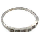 18k White Gold Wedding Band Ring w/Diamonds Engraved Dated 1932 Size 7.75 #J5907