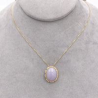 14k Yellow Gold Light Lavender Jade Jadeite Pendant with Box Chain (#J6659)