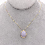 14k Yellow Gold Light Lavender Jade Jadeite Pendant with Box Chain (#J6659)