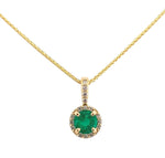 18k Gold .40ct Fine Genuine Emerald and Diamond Pendant w/ 18k 18" Chain #J7001