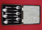 English Estate Sterling Silver Demitasse Spoon 6 spoons in fitted box  4 3/8"