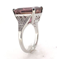 18k Gold Large 9.93 Carat Genuine Rubellite Tourmaline and Diamond Ring (#J7012)