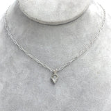 14k White Gold Necklace with Custom Cut 1/2 ct Genuine Diamond Pendant (#J7609)