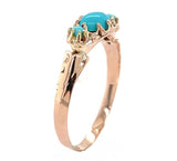 10k Rose Gold Victorian Genuine Natural Turquoise Ring Size 7.25 (#J6562)