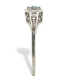 Platinum Filigree Deco .34ct Genuine Natural Aquamarine Ring Size 6 3/4 (#J7562)