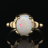 9k Yellow Gold Vintage Genuine Natural Opal Ring Size 6.75 (#J6934)