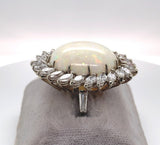 Platinum Genuine Natural Opal and 2.50cts Diamonds Ring Pendant Jewelry (#J5849)