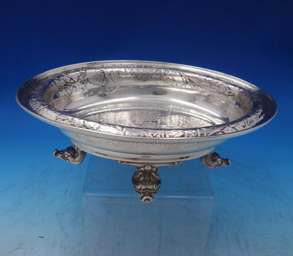Acid Etched by Whiting Sterling Silver Bowl with Dolphin Feet #1046 (#6444)