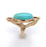 10k Yellow Gold 6.89 Carat Campito Genuine Natural Turquoise Ring  (#J6413)