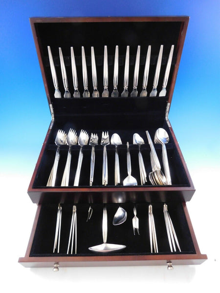 Trenza by Celsa Mexico Sterling Silver Flatware Set Service Mid Century Mod 76pc