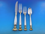 Romance of the Sea Gold Accent Wallace Sterling Silver Flatware for 12 Set 83pc