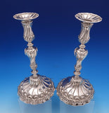Emick Romer English Georgian Sterling Silver Candlestick Pair w/ Swirls (#3817)