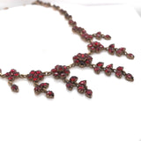 Genuine Natural Bohemian Garnet Necklace with Seven Drops 15" Long (#J6478)