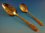 Repousse by Kirk Sterling Silver Flatware Set For 6 Service 32 pcs Vermeil Gold