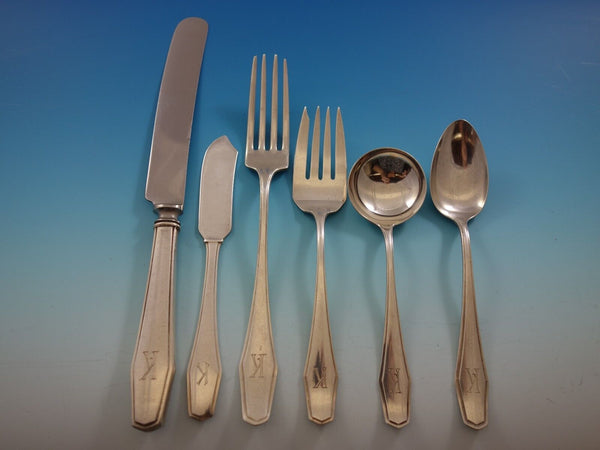 Hampton by Alvin Sterling Silver Flatware Set for 8 Service 54 Pieces K monogram